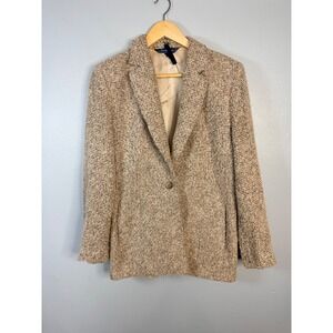 Austin Reed Womens Tan‎ Wool Mohair Blend Tweed Blazer Jacket Size 10